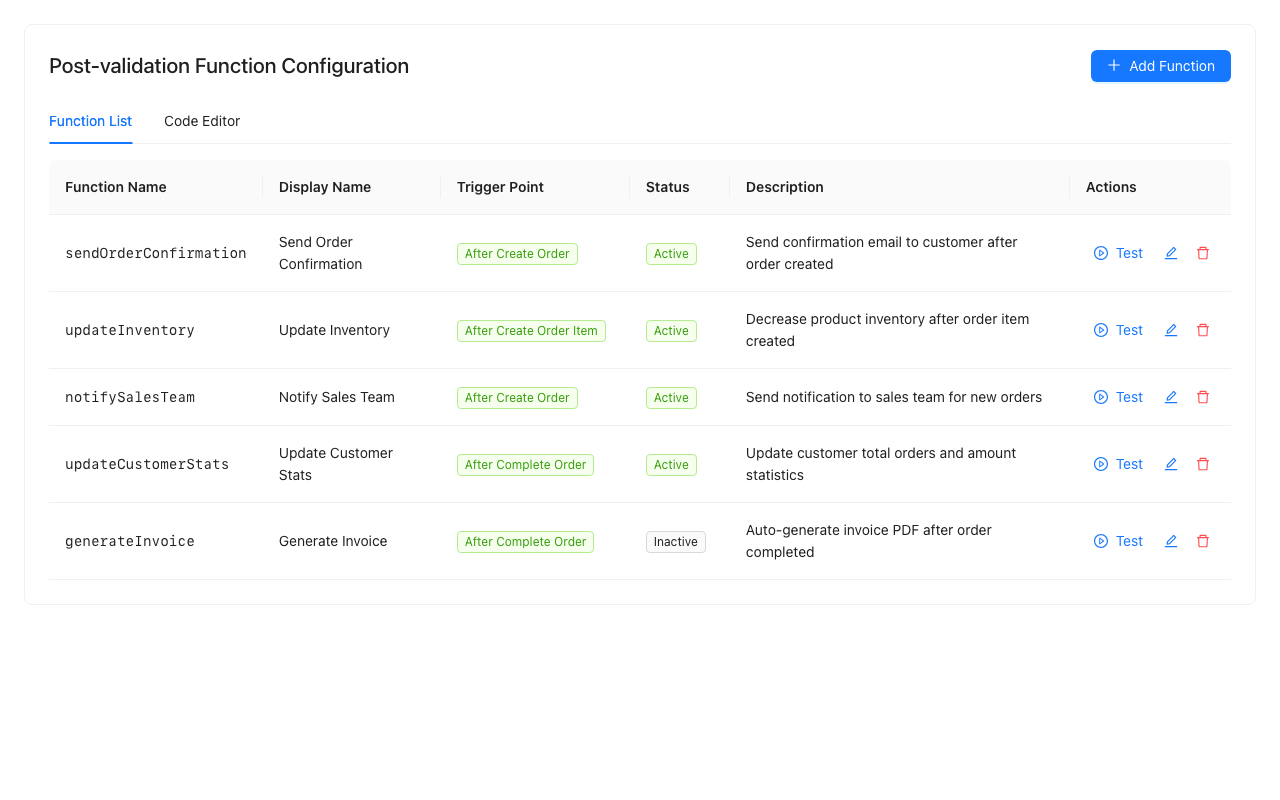 Post-validation Configuration